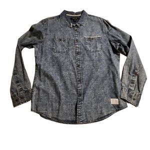 Adam Levine Men's Blue Pattern Long-Sleeve Button Down Shirt Size Medium F39